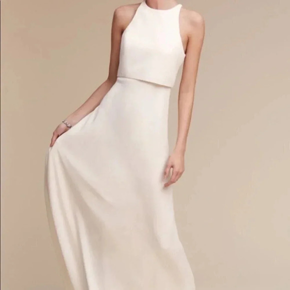 NWT Anthropologie BHLDN Jill Stuart Iva Crepe Maxi Dress Wedding Bridal 14 - Picture 5 of 14